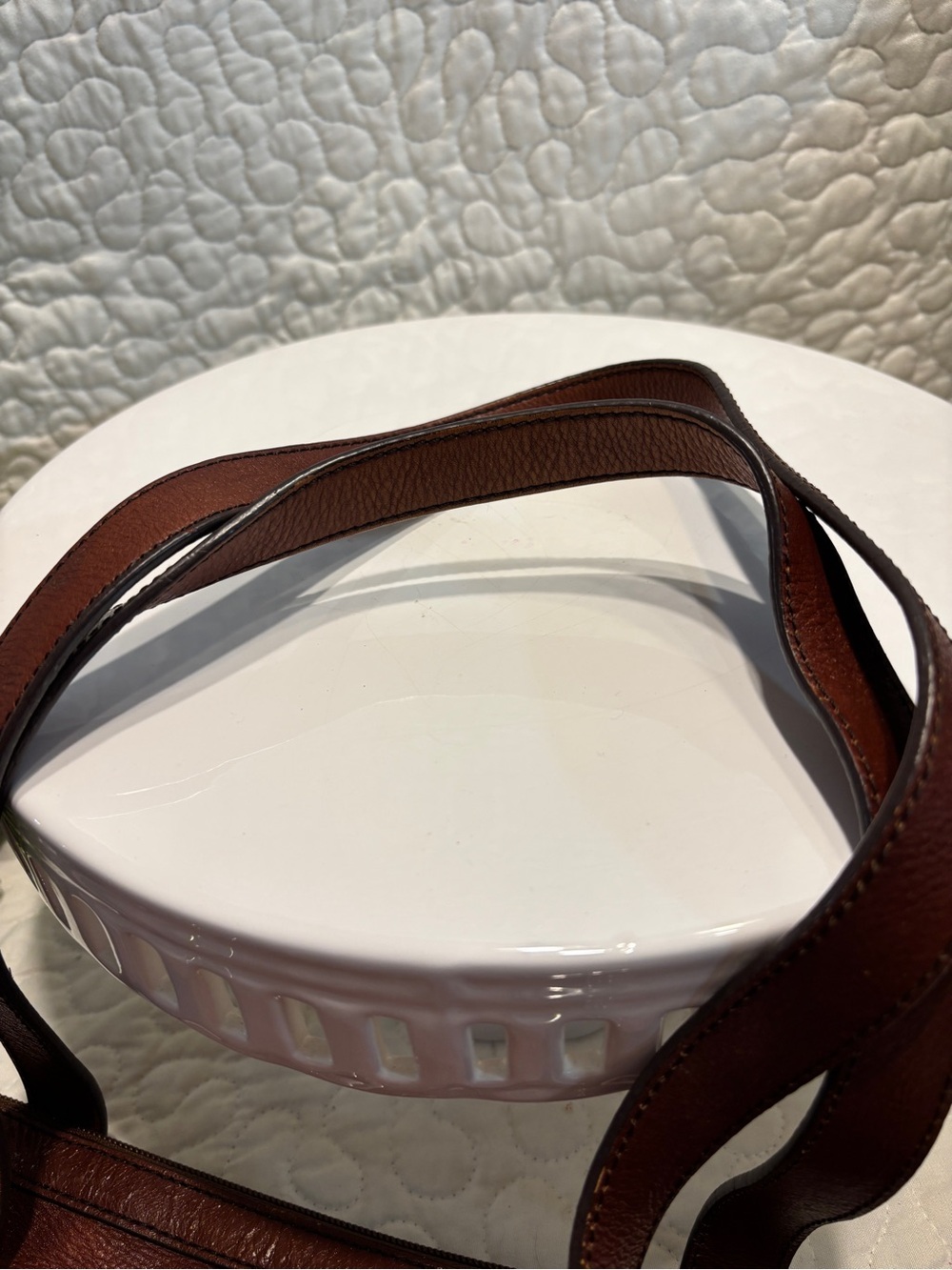 Etienne Aigner Brown Leather Satchel with Buckle Straps - Picture 8 of 12